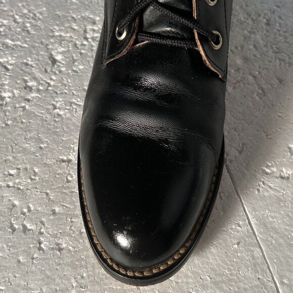 Justin SZ 8 Mckean 7" Black Leather Lace-Up Roper Boot Cottage Western Prairie - Picture 10 of 15